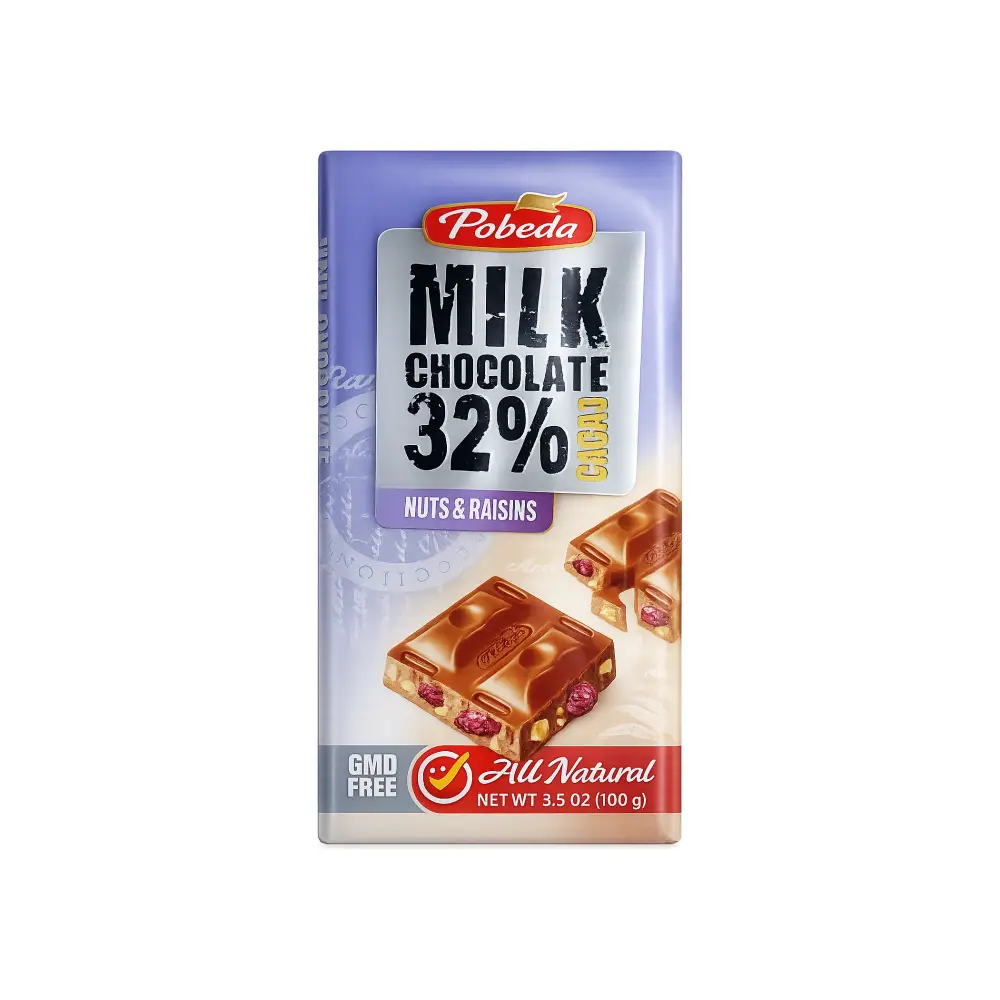 Barra de Chocolate con Leche Peter Pobeda 100g | Relleno de Pasas y Maní's photo #1